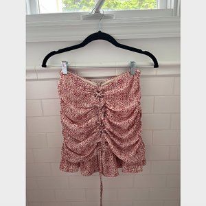 Red and White Lace up Skirt